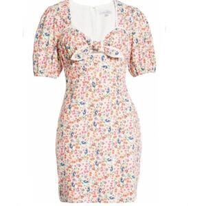 Adelyn Rae Floral Karina Tie Front Floral Print Mini Dress Small